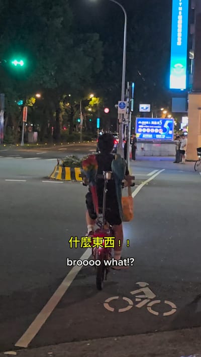 在台灣，鸚鵡騎腳踏車